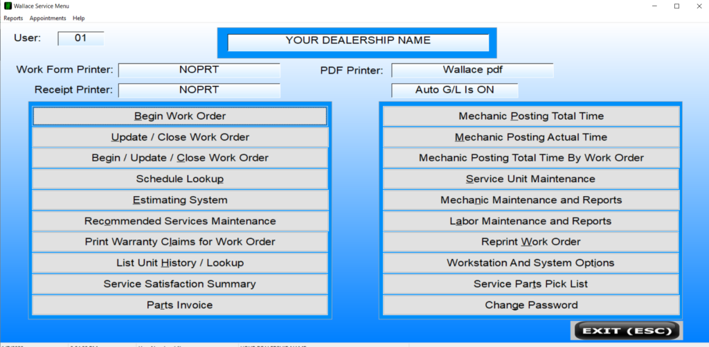 New Look Service Screen